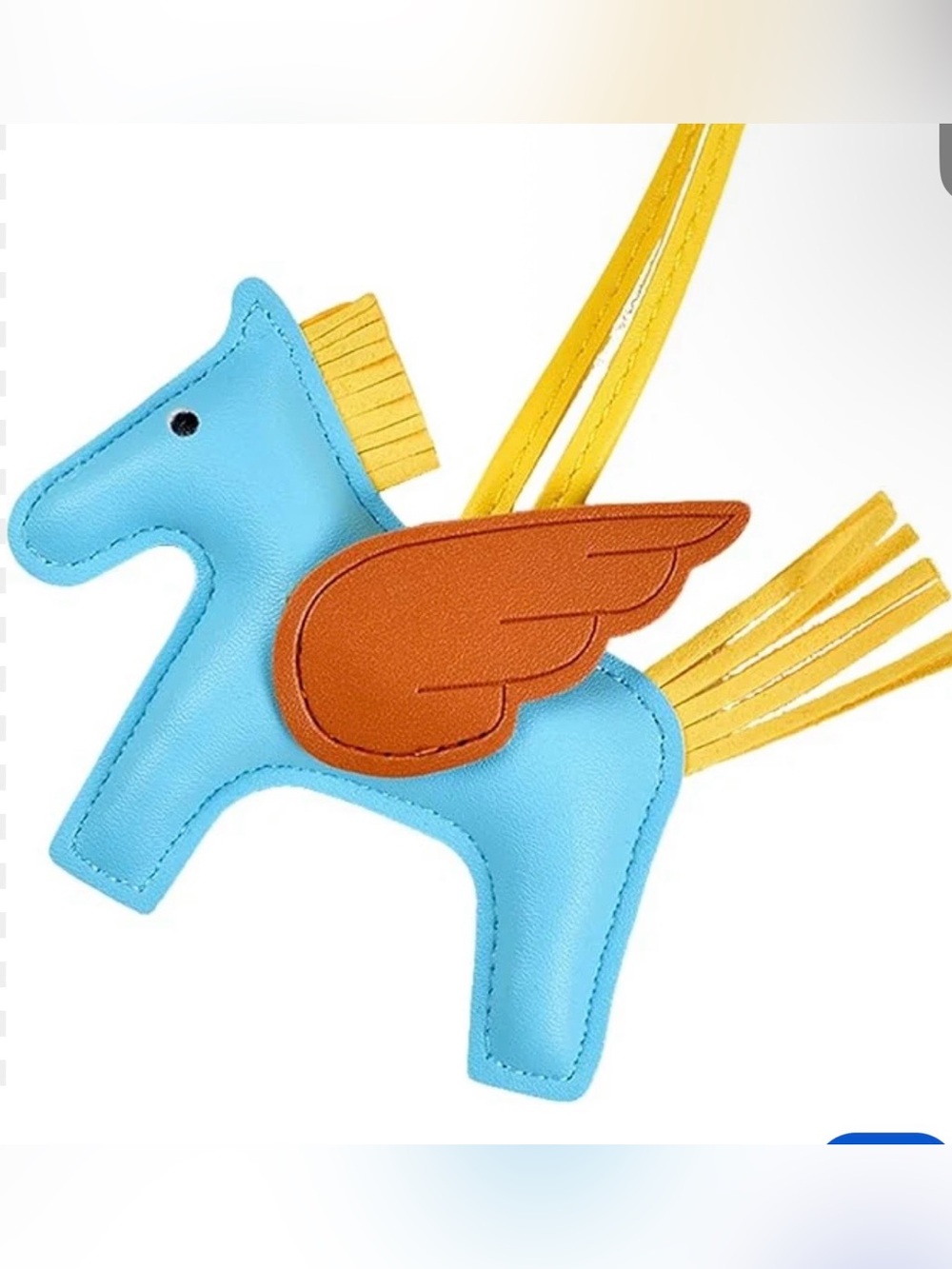 Blue Pegasus Plush Charm with Orange Wings and Yellow Mane